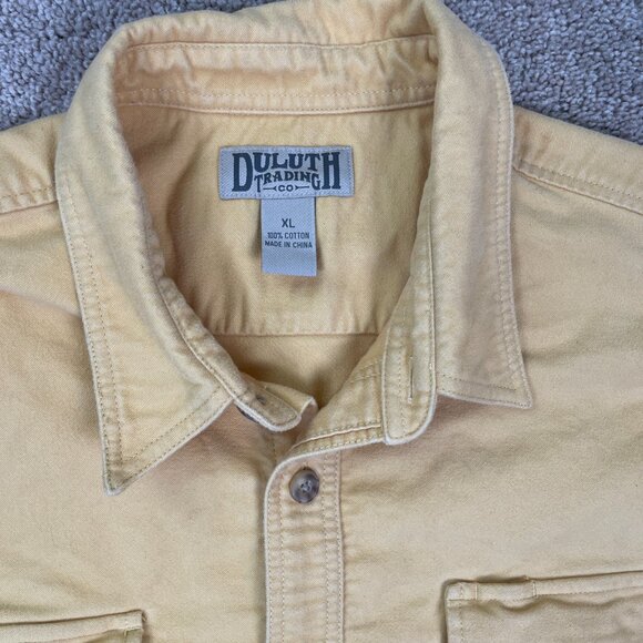 Duluth Trading Shacket Mens XL Yellow Button Jacket Shirt Thick Heavy Flannel - Picture 3 of 6